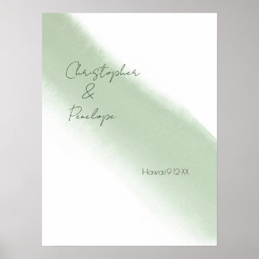 Sage Watercolor Minimalistisch Calligrafy Wedding Poster (Vorne)