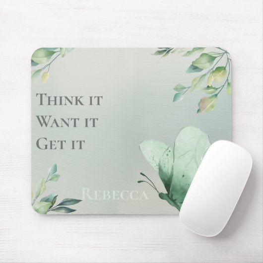 Sage Watercolor Motivational Personalized Mousepad (Mit Mouse)