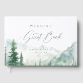 Sage Watercolor Mountain Forest Rustic Wedding Gästebuch (Vorderseite)