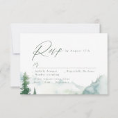 Sage Watercolor Mountain Forest Rustic Wedding RSVP Karte (Vorderseite)