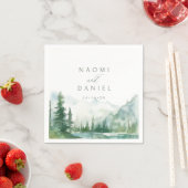 Sage Watercolor Mountain Forest Rustic Wedding Serviette (Beispiel)