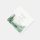 Sage Watercolor Mountain Forest Rustic Wedding Serviette (Ecke)