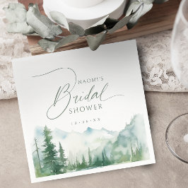 Sage Watercolor Mountain Rustic Bridal Shower  Serviette