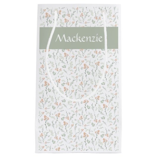 Sage Watercolor Wildflower Floral Custom Name Kleine Geschenktüte (Vorderseite)