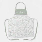Sage Watercolor Wildflower Floral Custom Name Schürze (Vorderseite)