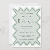 Sage Wavy Border Bridal Dusche Einladung (Vorderseite)