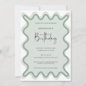 Sage Wavy Border Bridal Dusche Einladung (Vorderseite)