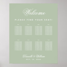 Sage Wedding 8 Table Einfache Green Seating Chart