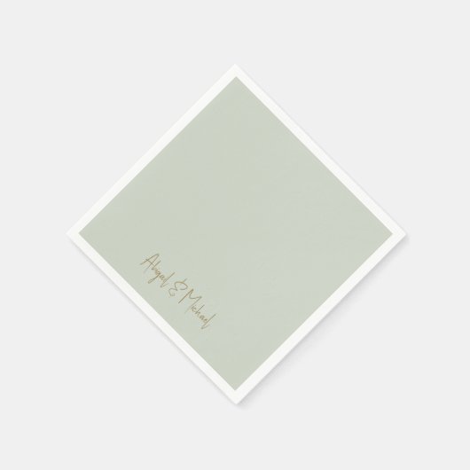 Sage Wedding Cocktail Serviette (Ecke)