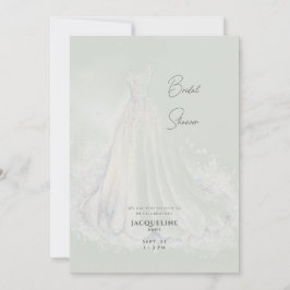 Sage Wedding Dress Brautparty Einladung