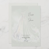 Sage Wedding Dress Brautparty Einladung (Vorne/Hinten)