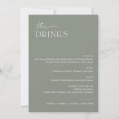 SAGE Wedding Drink Bar Menu 12x18 Card Einladung (Vorderseite)