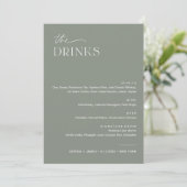 SAGE Wedding Drink Bar Menu 12x18 Card Einladung (Stehend Vorderseite)