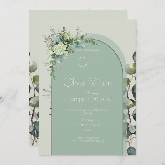 Sage Wedding Invitation Einladung (Vorne/Hinten)