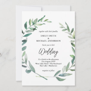 Sage Wedding Invitation Modern Olive Blätter Einladung