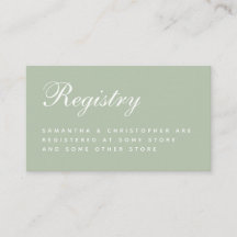 Sage Wedding Registry Elegantes Script Simple Gree