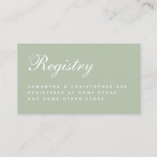 Sage Wedding Registry Elegantes Script Simple Gree Begleitkarte