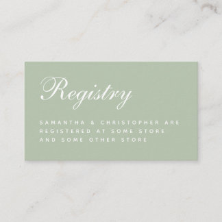 Sage Wedding Registry Elegantes Script Simple Gree Begleitkarte