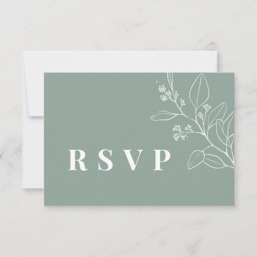 Sage Wedding RSVP Card mit QR Code Mitteilungskarte (Vorderseite)
