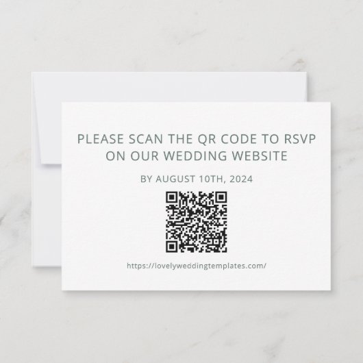 Sage Wedding RSVP Card mit QR Code Mitteilungskarte (Rückseite)
