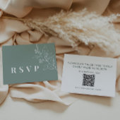 Sage Wedding RSVP Card mit QR Code Mitteilungskarte
