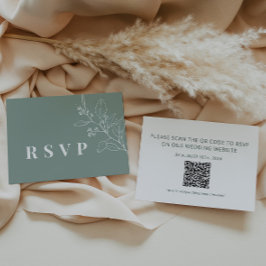 Sage Wedding RSVP Card mit QR Code Mitteilungskarte