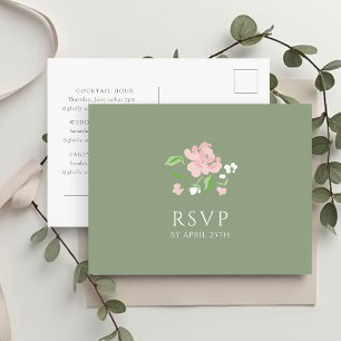 Sage & Weiß   Chic Hochzeit RSVP Antwort Postkarte