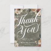 Sage Whisper Cotattecore Floral und Script Hochzei Dankeskarte (Vorderseite)