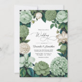 Sage Whisper, Linen Ivory & Olive Mist Wedding Einladung (Vorderseite)