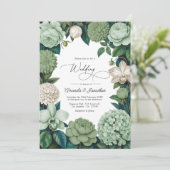 Sage Whisper, Linen Ivory & Olive Mist Wedding Einladung (Stehend Vorderseite)