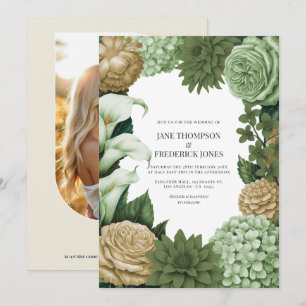 Sage Whisper, Olive Quartz und Dune Wheat Hochzeit Einladung