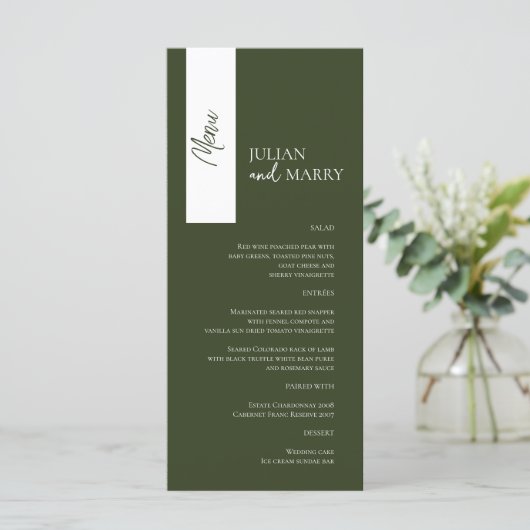 SAGE Whispers Soiree Menükarte (Stehend Vorderseite)