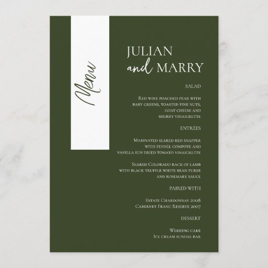 SAGE Whispers Soiree Menükarte (Vorderseite)