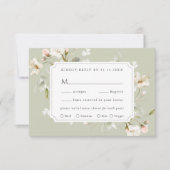Sage White Blush Elegante Blues Wedding RSVP Karte (Vorderseite)