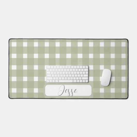 Sage White Gingham Pattern Schreibtischunterlage (Tastatur & Maus)