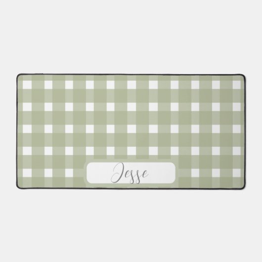 Sage White Gingham Pattern Schreibtischunterlage (Vorderseite)