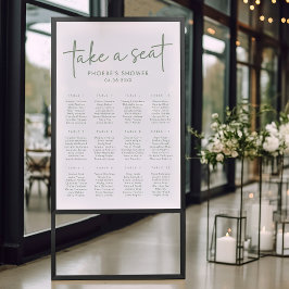 Sage & White Minimal Brautparty Seating Chart Poster