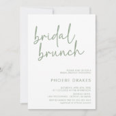 Sage & White Minimalistisch Script Bridal Brunch Einladung (Vorderseite)