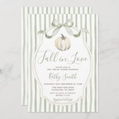 Sage & White Pumpkin Fall in Liebe Brautparty Einladung (Vorne/Hinten)