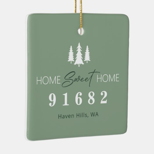 Sage White Zuhause Sweet Zuhause Foto Zip-Code Keramikornament (Rechts)