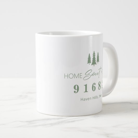 Sage White Zuhause Sweet Zuhause Personalisierter Jumbo-Tasse (Vorderseite Rechts)
