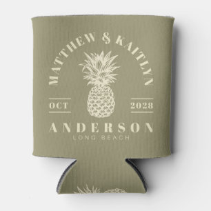 Sage Wiese Tropische Ananas Hochzeitskamm Dosenkühler