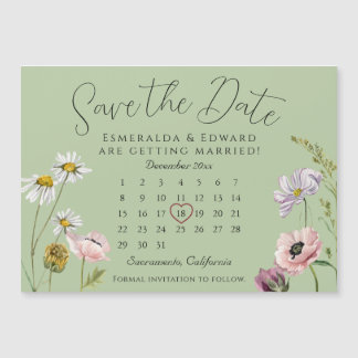 Sage Wild Blume Hochzeitskalender Save the Date Magnetkarte
