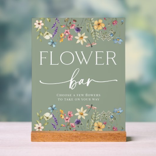 Sage Wildblume Brautparty Blume Bar Sign Acrylschild (Neutral)