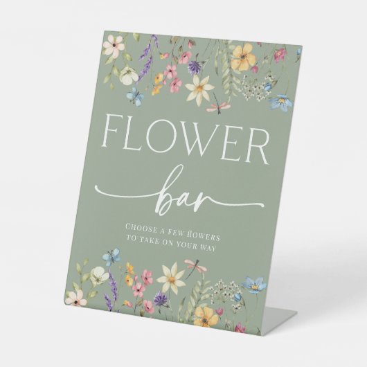 Sage Wildblume Brautparty Blume Bar Sign Sockelschild (Vorderseite)