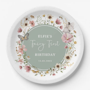 Sage Wildblume Fairy Princess Birthday Tee Party Pappteller