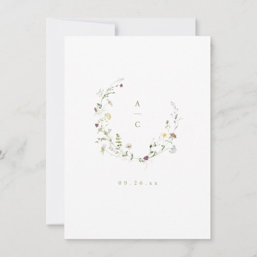 Sage Wildblume Rustic Boho Wedding Details Karte (Rückseite)