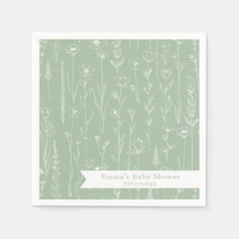 Sage Wildflower Baby Shower | Floral Pattern Serviette
