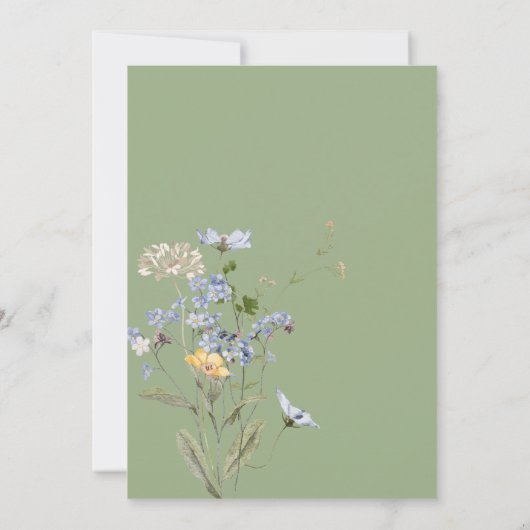 Sage Wildflower Garden Elegant Wedding Einladung (Rückseite)