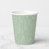 Sage Wildflower Party Cup | Botanical Floral Pappbecher (Rückseite)